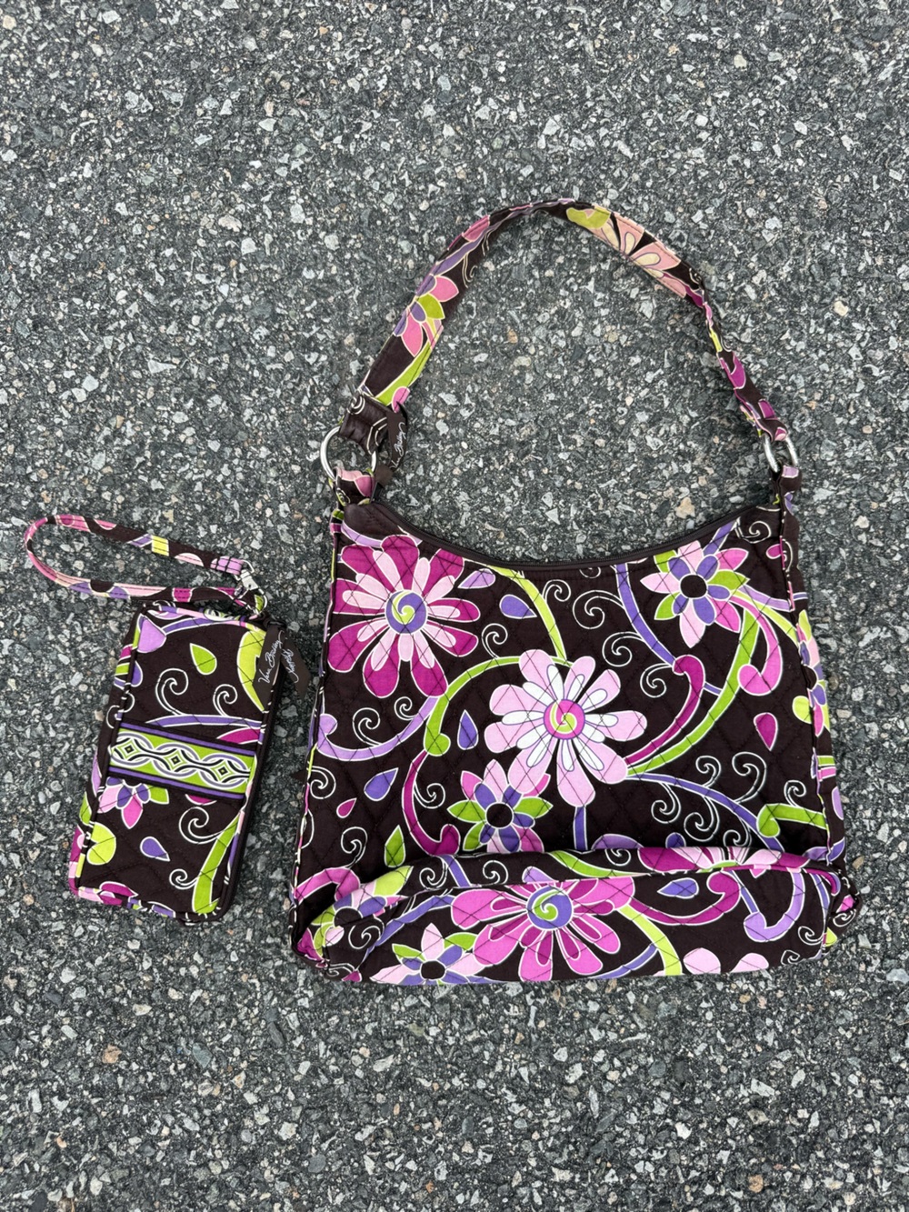 Vera Bradley Purple Punch Hobo Bag and Wristlet